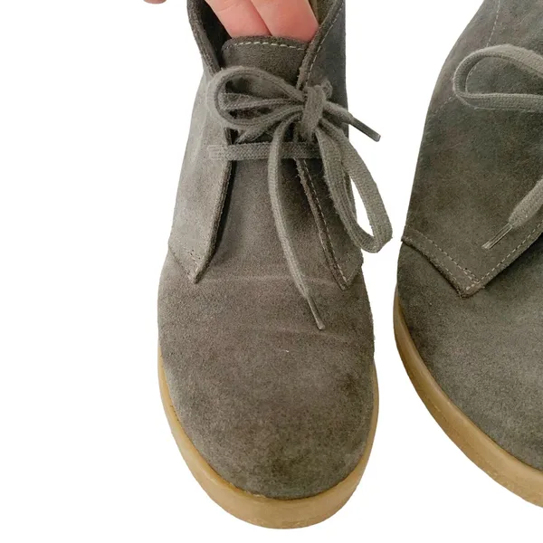 J Crew Lace Up Wedge Ankle‎ Suede Boots Booties Shoes Women's Size 8 Grey - Image 3