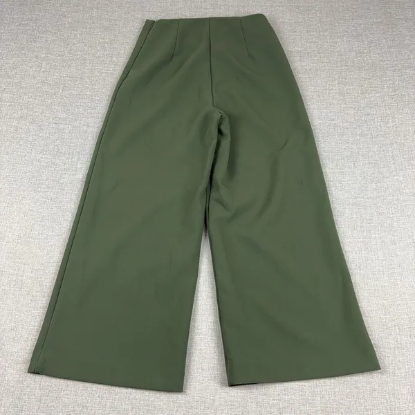 Joie Womens Size 2 Olive Green Wide Leg Crepe High Rise Dress Pants Trousers - Image 3