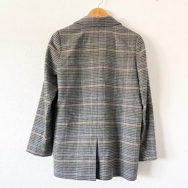 Madewell Dorset Tiarnan Glen Plaid Gray White Oversized Chic Blazer Jacket - Image 9