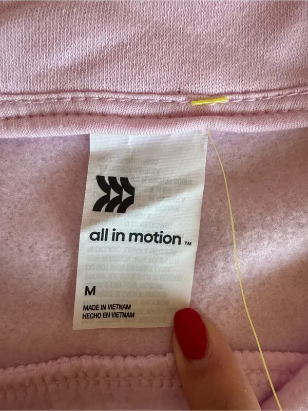 All In Motion NWT Pink Quarter Zip Sweatshirt Size Medium with Thumbhole Cuffs - Image 7