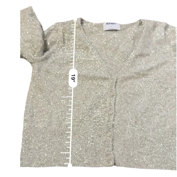 Old Navy Metallic‎ Party Cardigan Women's Small Gold Button Front Holiday - Image 7