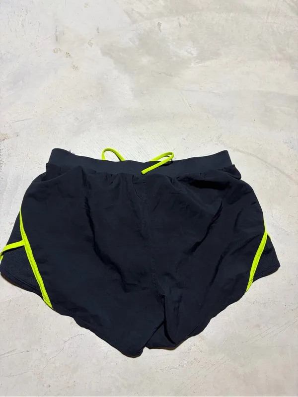 Under Armour Black Shorts with Neon Yellow Trim medium - Image 7