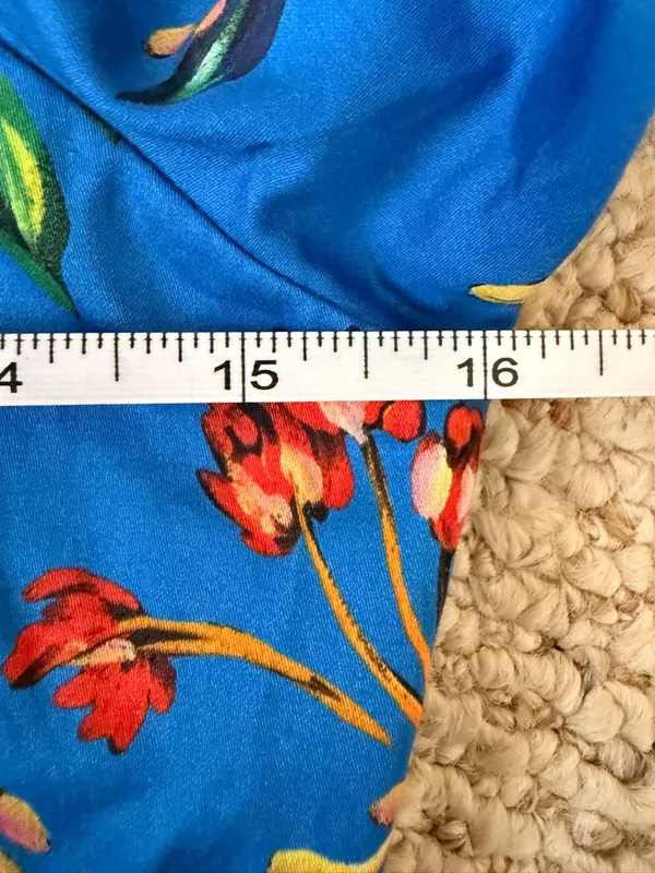 Parker Iggy Blue Floral Peplum Puff Sleeve Tie Front Blouse Size Small - Image 6