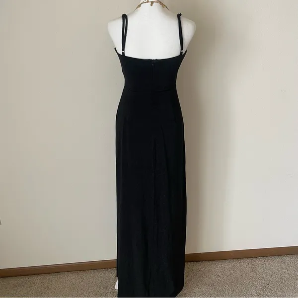Showpo Rheannon Split Mesh Maxi Dress in Black Lurex - Image 6