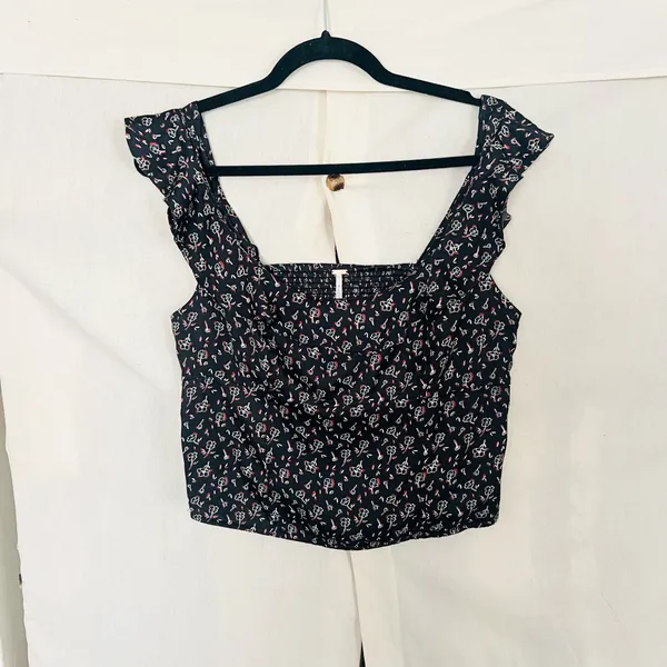 Free People Stay With You Black Floral Top - Image 4