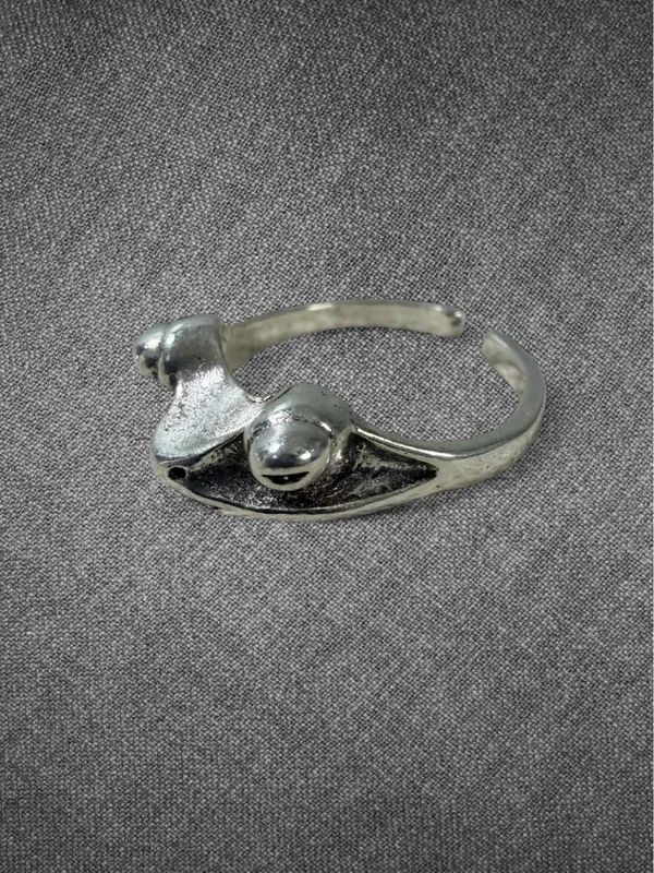 Vintage Silver Tone Abstract Frog Adjustable Ring - Image 3