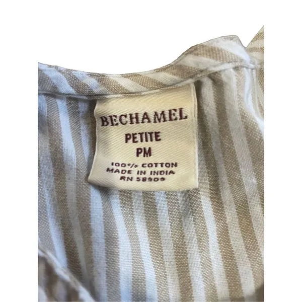 Béchamel tan & white striped a-line dress‎ cottage boho sz Med Petite - Image 3