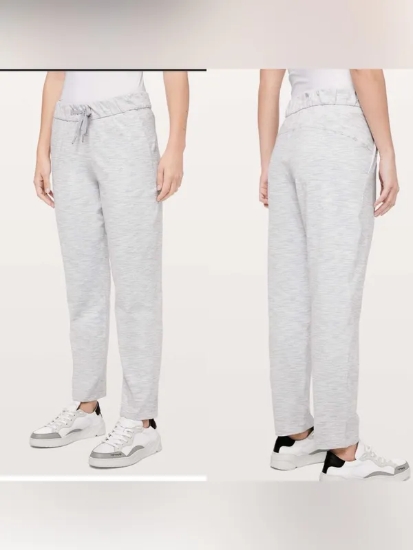 Lululemon On The Fly Pant *27" Womens 8‎ Grey White Athletic Athleisure W5BVFS - Image 2