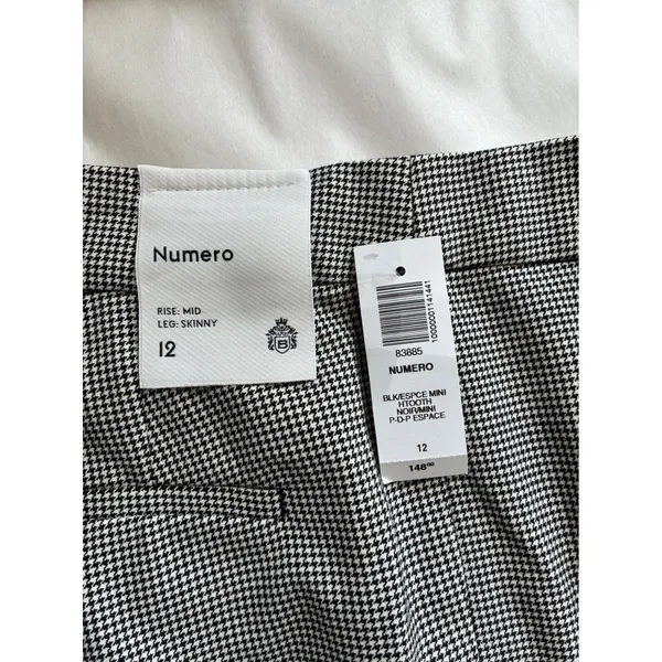 NWT Babaton Atelier Numero Pants Womens 12 Black White Mini Houndstooth Mid Rise - Image 5