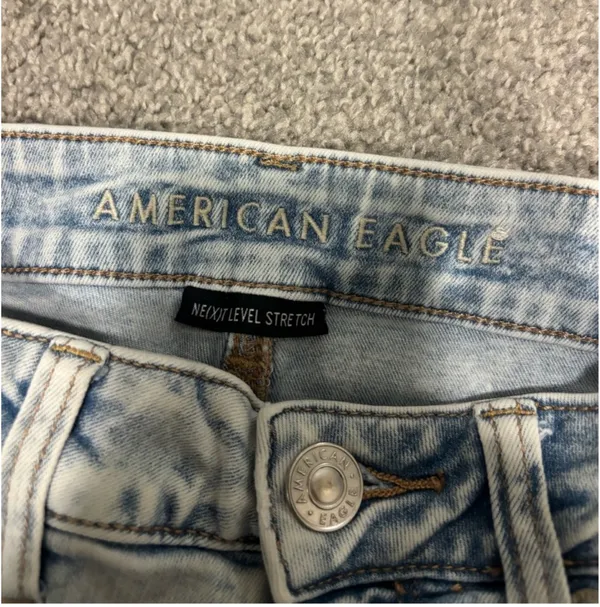 American Eagle Next Level Stretch Denim Jean Shorts High-Rise Light Wash - Image 4