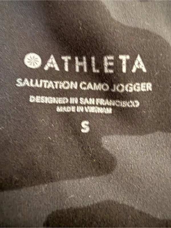 Athleta Salutation Camo‎ Jogger Black Gray Joggers Small - Image 5
