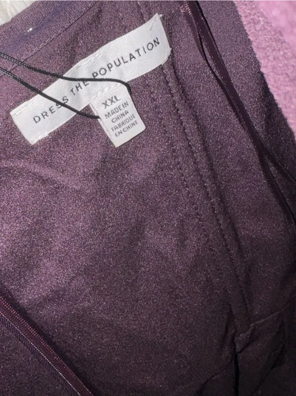 New Dress The Population Melania Off the Shoulder midnight plum Gown sz XXL - Image 6