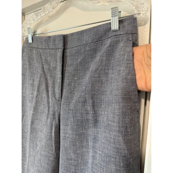 Ann Taylor Blue White Crosshatch Wide Leg Crop Pants High Rise Trousers Size 6 - Image 3
