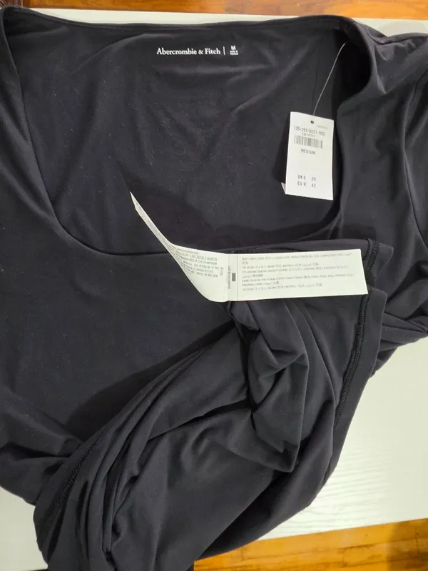 Abercrombie & Fitch Long Sleeve Square Neck Top - Black - Women's Size M - Image 6