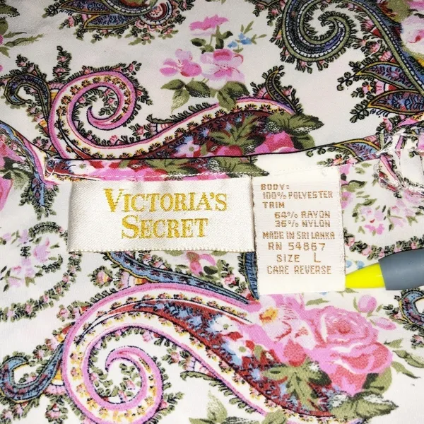 Vintage Victoria Secret Gold Label Paisley Slip Nightie Size L - Image 2