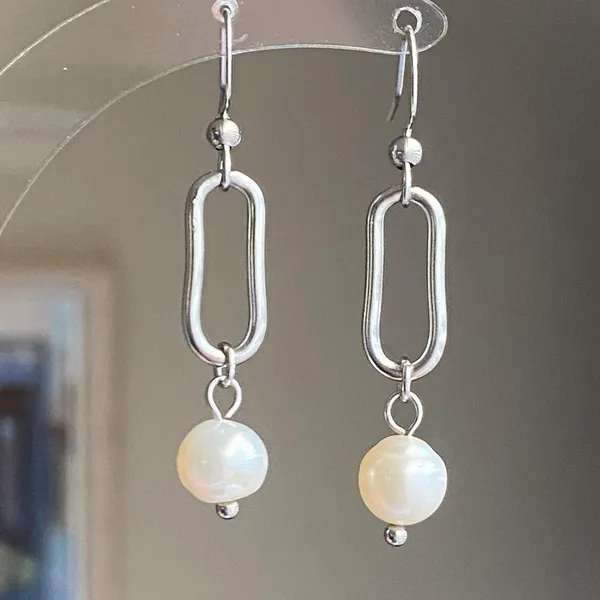 Handmade gold tone stainless steel natural shell pearls chic fairy boho vintage style dangle earrings💖 - Image 9