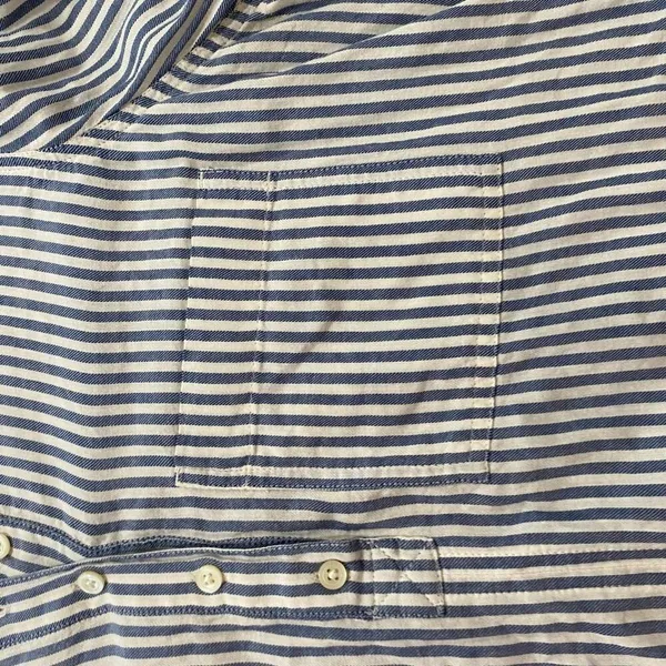 Madewell Striped Henley Top Women’s Medium Blue White Long Sleeve Cotton Shirt - Image 8