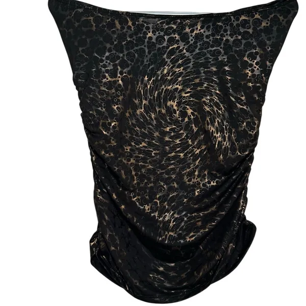 Cristina Women's‎ Black Gold Silky Strapless Ruched Padded Bra Top Size Large - Image 2