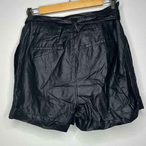Elizabeth and James- Black Pleather Shorts w/Tie Belt - Image 2