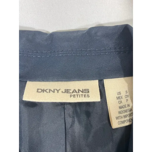DKNY Jeans Asymmetrical Zip Jacket‎ Women Petite S Navy Moto Crop Biker Modern - Image 4