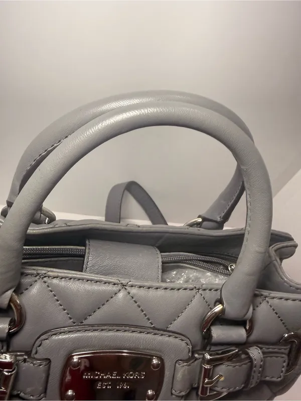 Michael Michael Kors Gray Quilted Leather Satchel Crossbody - Image 10