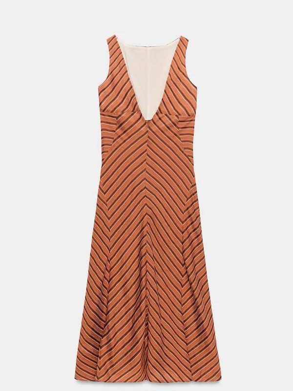 ZARA Sleeveless Striped Midi Dress - Image 7