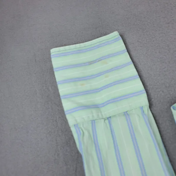Abercrombie & Fitch Button Down Shirt Womens M Green Striped Stretch Poplin‎ Top - Image 3