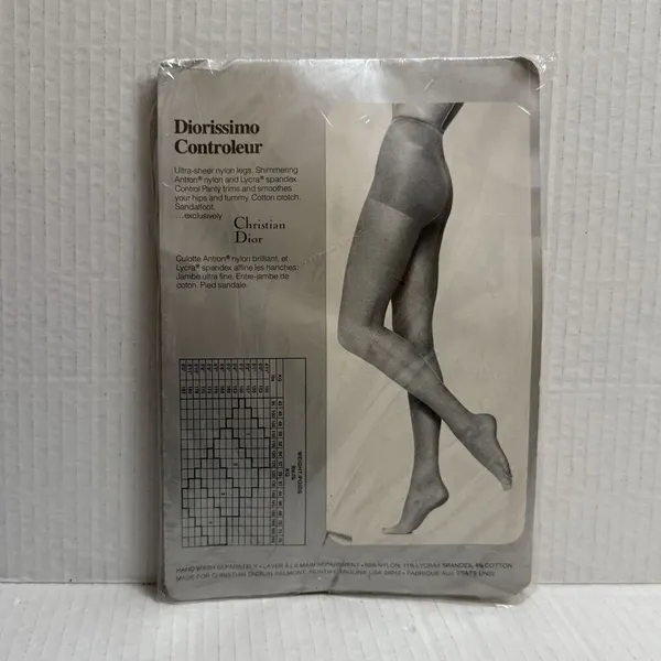 Vintage Christian Dior Tights Pantyhose Size 2 Diorissimo Control Top 4533 White - Image 2