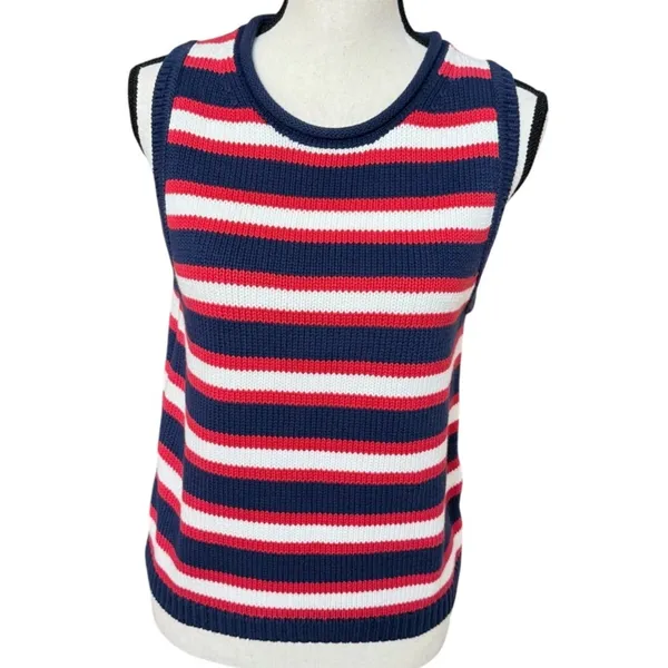 Gap Red White Blue 100% Cotton Sweater Vest XLARGE NWT Preppy USA - Image 3