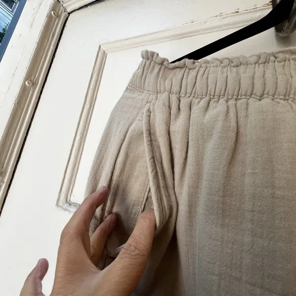 Old Navy High Rise Wide Leg Pants Sz M Beige Comfort Waist Office Casual Summer - Image 6