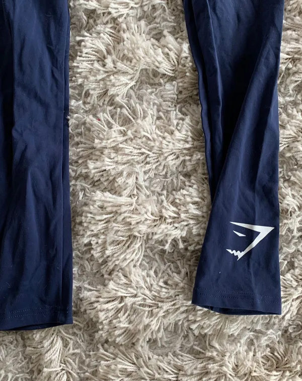 Gymshark Navy Blue/White Elastic Stretch Waist Leggings - Image 5