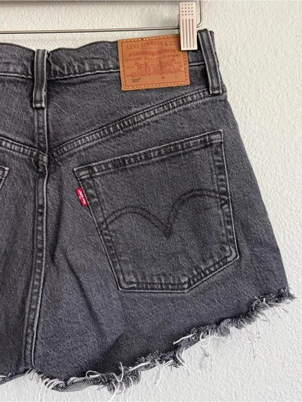 Levi’s 501 Faded Black Jean Shorts. Size 26 - Image 2
