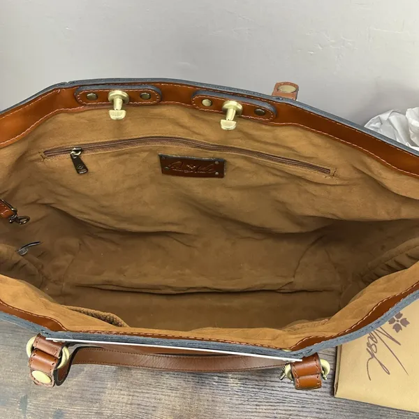 New Patricia Nash Benvenuto Large Leather Tote Bag Cognac 15 Year Anniversary - Image 10