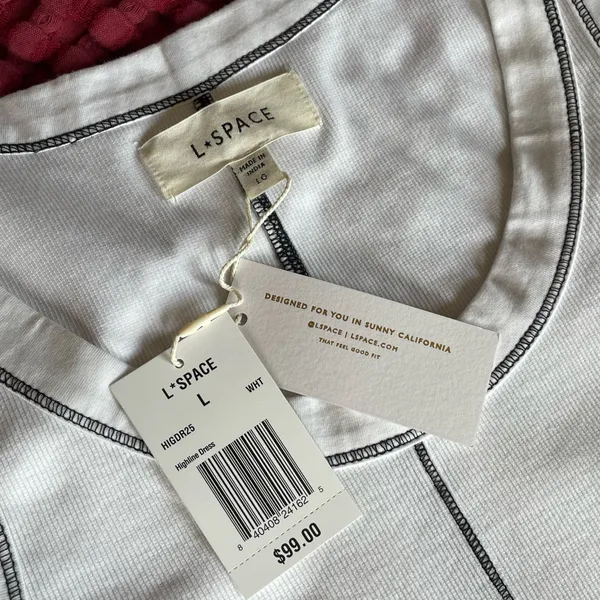 NWT L*Space White Rib Knit Mini Dress L - Image 2