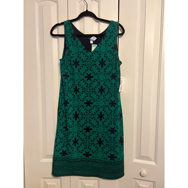 41 Hawthorne Perissa‎ Reversible Dress Green Navy V Neck Sleeveless L NWT - Image 3