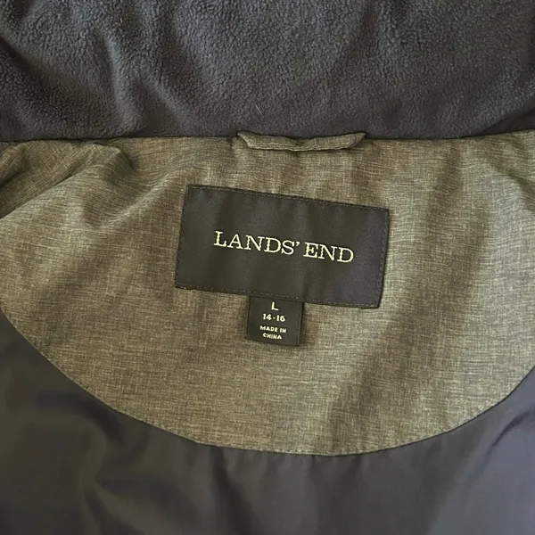 Lands' End Heather Blue Puffer Coat Hooded Winter Jacket 80% Down Gorpcore - Image 6