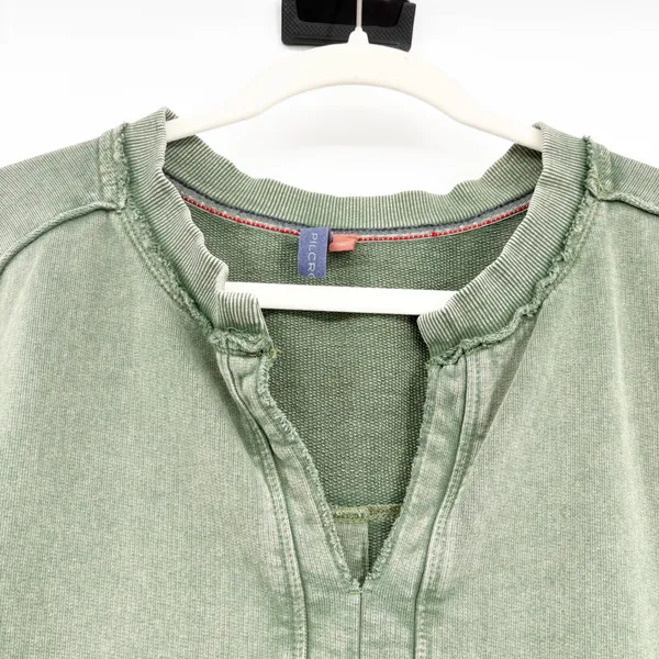 Pilcro Anthropologie Womens Olive Green Split Hem Boho Pullover Tunic Top Size M - Image 5