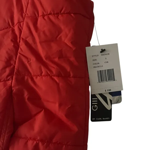 NBA Bulls Red Puffer Sherpa Vest Reversible Womens Small Full Zip‎ Sleeveless - Image 5