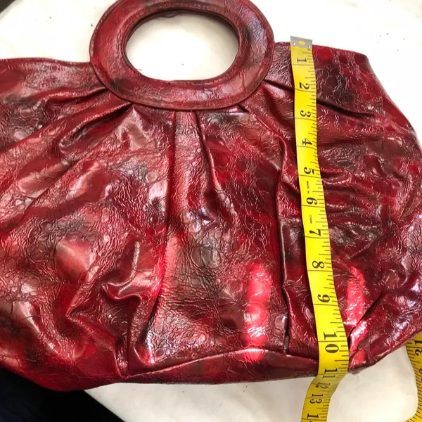 2000s Y2K Unique Red Burgundy Black faux leather shoulder hand bag purse - Image 5