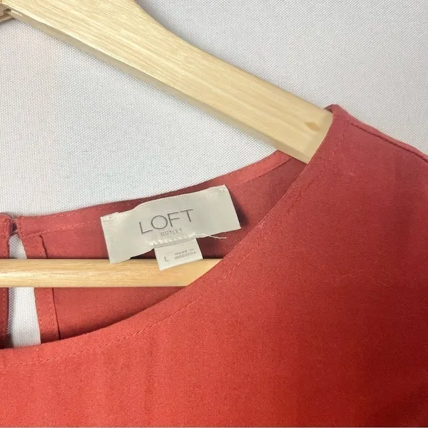 Ann Taylor LOFT Red‎ Currant Ruffle Flounce Long Sleeve Peplum Blouse L - Image 3