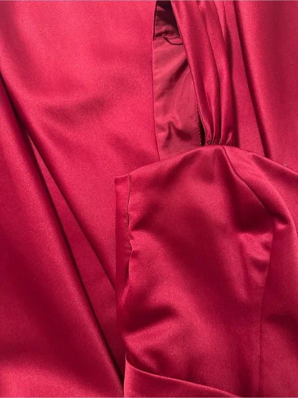 David’s Bridal Burgundy Red Satin Midi A-Line Dress Size 4 Formal Bridesmaid - Image 5