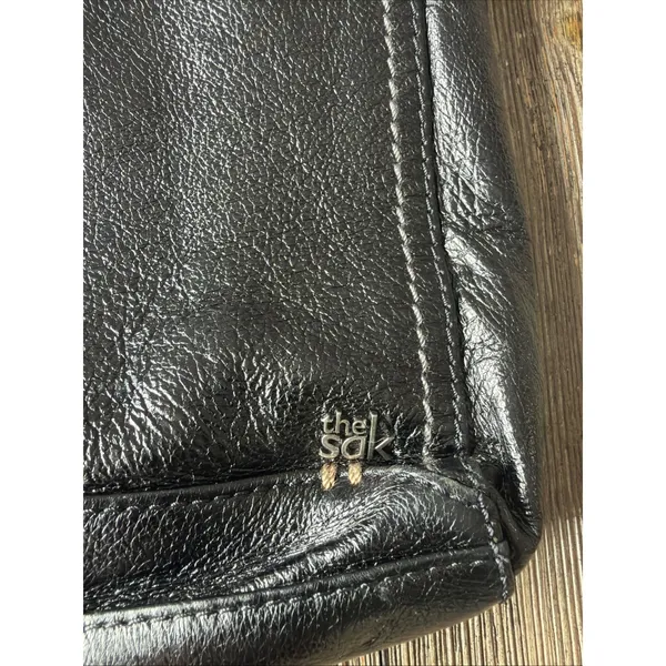 The Sak black Leather Clutch Crossbody Shoulder Bag camila texture classic - Image 2
