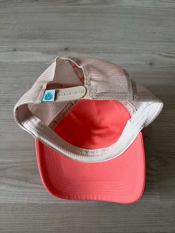 Free People Cowboy Hat Trucker Cap in Coral and Cream - Image 3