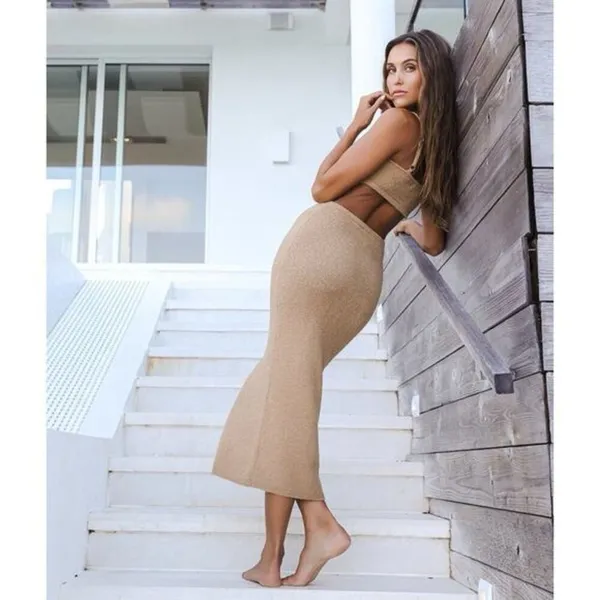 NWT‎ Lulus The Way I Feel Cutout Tan Midi Knit Sweater Dress - Image 2