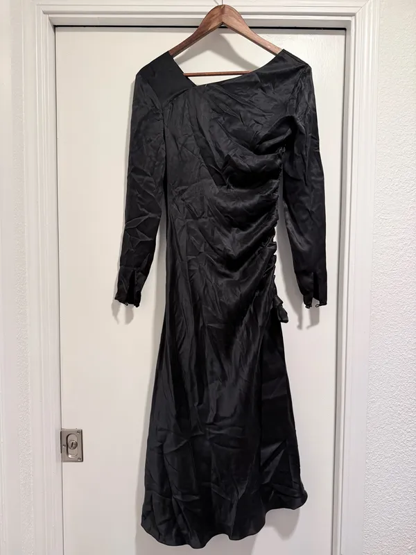Equipment $550, 100% Silk Annalise Gathered Asymmetric Midi Dress Size 00 - Image 6
