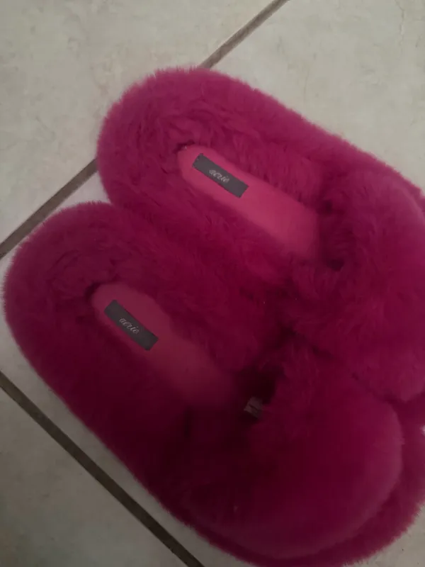 Aerie Slippers Fuzzy Pink Open-Toe - Image 2