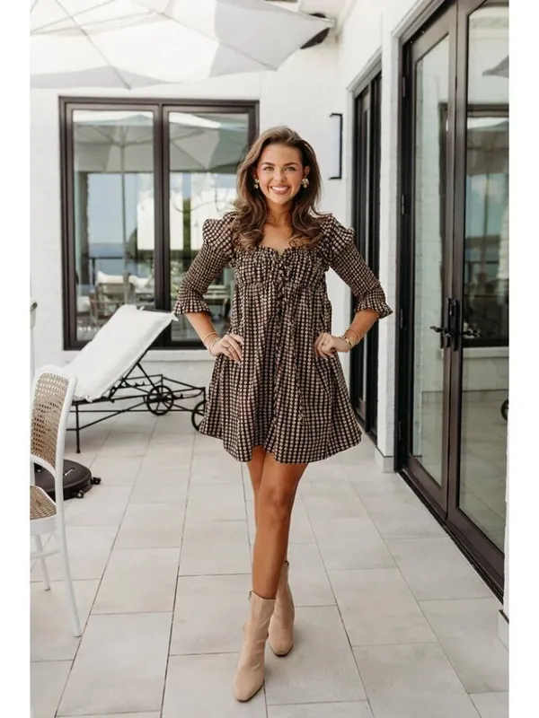 FREE PEOPLE Star Dip Tiered Smocked Button Front Cotton Dress Black Combo Small - Image 8