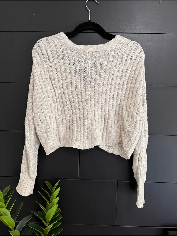 ARIZONA Jeans Beige Neutral Loose Button Cardigan Sweater Women’s Sz XS EUC - Image 3