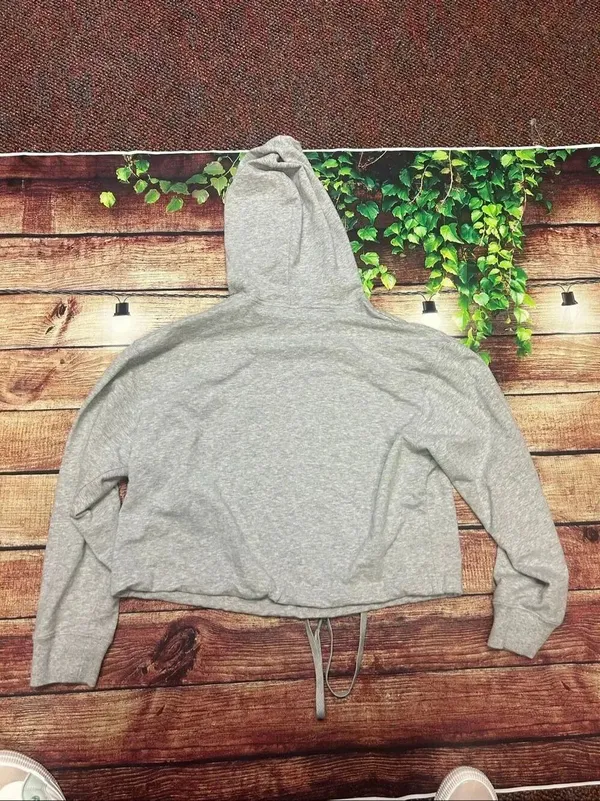 Calvin Klein Sleepwear Hooded Sweatshirt Cropped Grey Size M - Image 6
