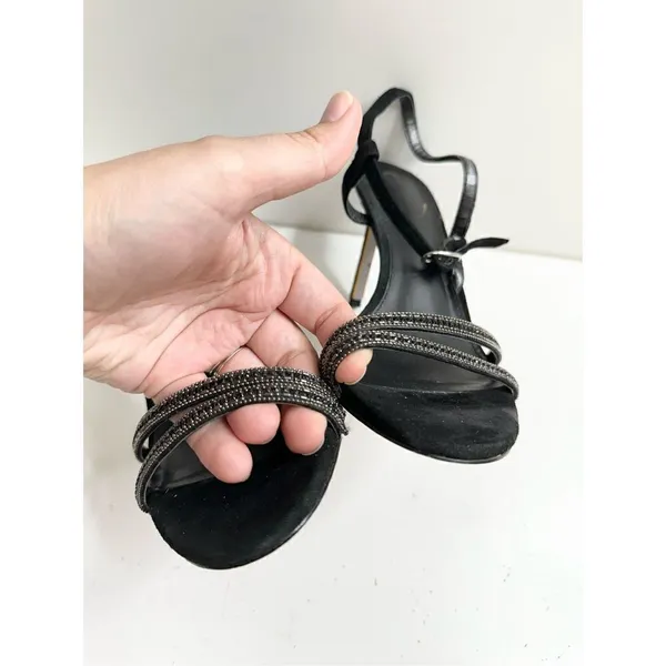 Sam Edelman Sandals Womens Size 6.5 Black Faux Leather‎ Open Toe Daisie Heels - Image 8